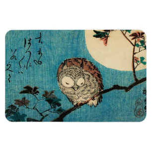歌川広重 – フクロウのカエデの枝 マグネット