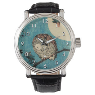 歌川広重 – フクロウのカエデの枝 腕時計