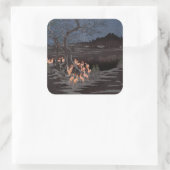歌川広重 – 大晦日の炎 スクエアシール (バッグ)