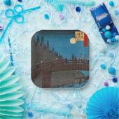 歌川広重 – 月明かりの京都橋 ペーパープレート (パーティー)