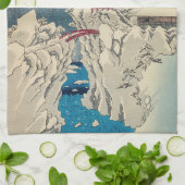 歌川広重 - 榛名山に雪 キッチンタオル (折り畳み)