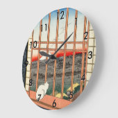 歌川広重 - 浅草の田園 ラージ壁時計 (傾斜)