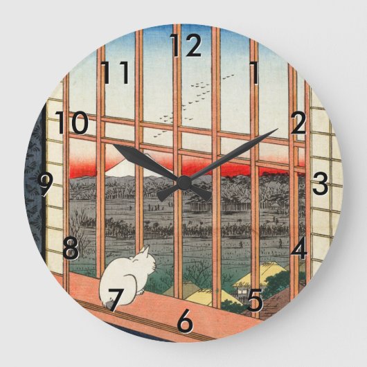 歌川広重 - 浅草の田園 ラージ壁時計 (正面)