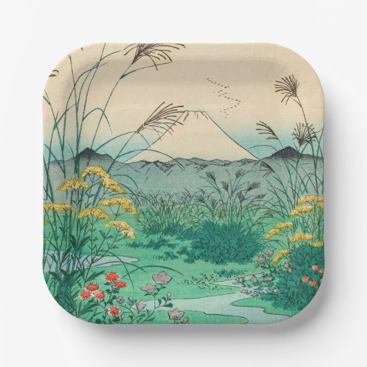 歌川広重 - 甲州大月野原 ペーパープレート (正面)