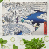 歌川広重 - 目黒の太鼓橋 キッチンタオル (折り畳み)