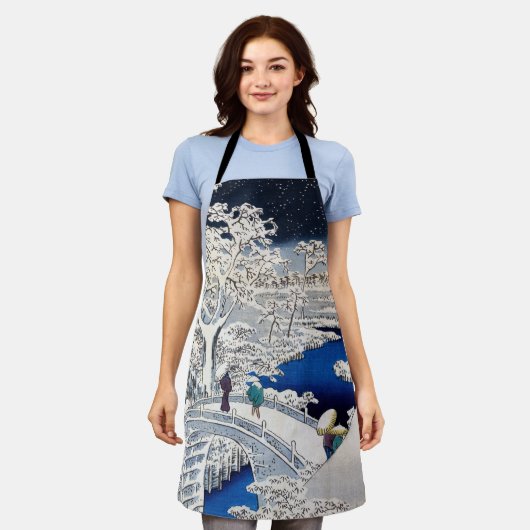 歌川広重 – 目黒太鼓橋 エプロン (着用した状態)