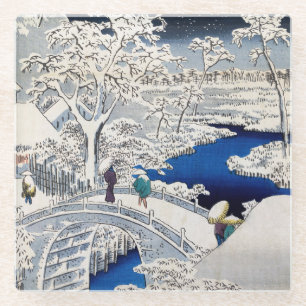 歌川広重 – 目黒太鼓橋 ガラスコースター