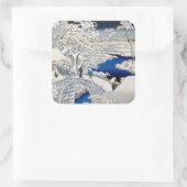 歌川広重 – 目黒太鼓橋 スクエアシール (バッグ)