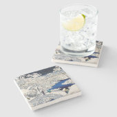 歌川広重 – 目黒太鼓橋 ストーンコースター (横)