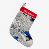 歌川広重 – 目黒太鼓橋 スモールクリスマスストッキング (正面 (吊り時))