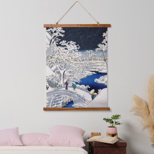 歌川広重 – 目黒太鼓橋 吊り下げ型タペストリー (寝室)