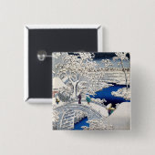 歌川広重 – 目黒太鼓橋 缶バッジ (正面&裏面)