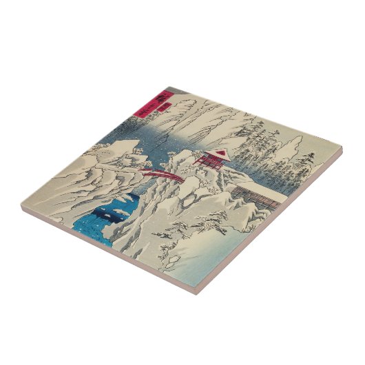 歌川広重 – 積雪山春菜 タイル (側面)