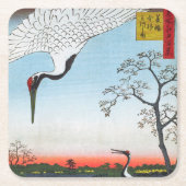 歌川広重 – 箕輪、金杉、三川島 スクエアペーパーコースター (正面)