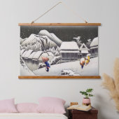 歌川広重 - 雪の夕べの蒲原 吊り下げ型タペストリー (寝室)