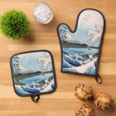 歌川広重 – 駿河国薩田沖 鍋つかみ&鍋敷きセット (トップダウン)