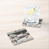 歌川広重 – Kanbaraの夕べ雪 スクエアペーパーコースター (インサイチュ)