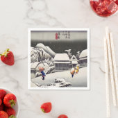 歌川広重 – Kanbaraの夕べ雪 スタンダードカクテルナプキン (インサイチュ)