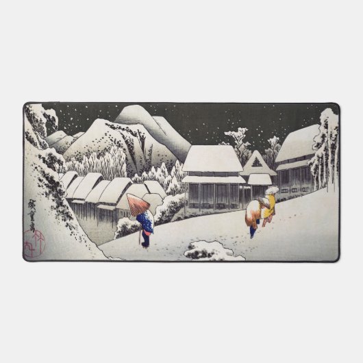 歌川広重 – Kanbaraの夕べ雪 デスクマット (正面)