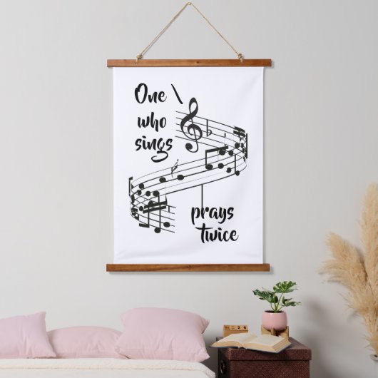 歌感動的と祈引用文 吊り下げ型タペストリー (寝室)