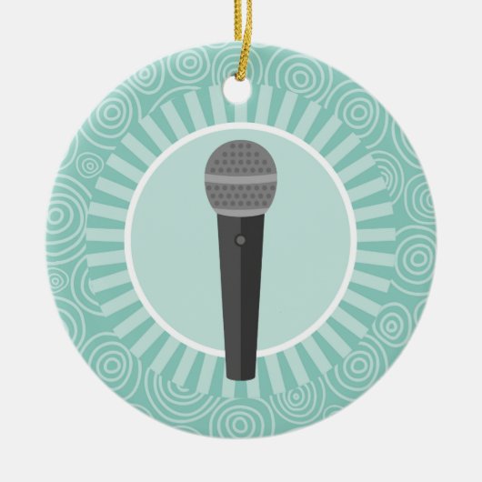 歌手おもしろいターコイズスワールシンガー セラミックオーナメント (正面)