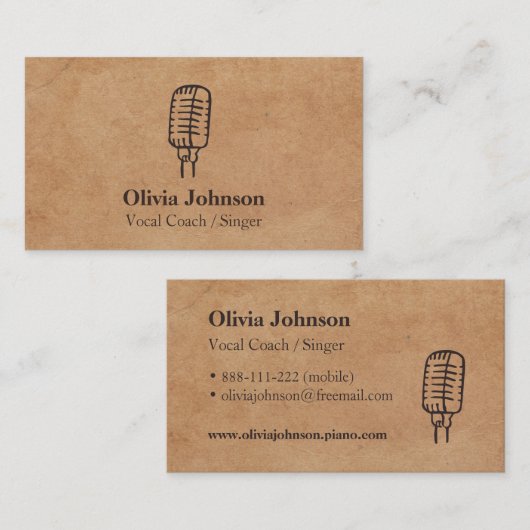 歌手のマイクロフォンの質の効果の名刺 名刺 (正面/裏面)