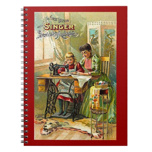 歌手のミシン"最初のレッスン"ヴィンテージ ノートブック (正面)