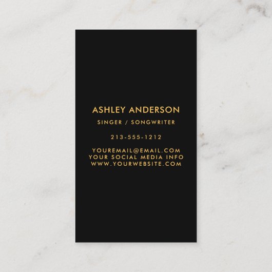 歌手のミュージシャンの完全な写真の広告宣伝の金ゴールド 名刺 (裏面)