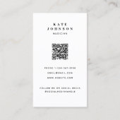 歌手ミュージシャンアーティストフォトソーシャルメディアQRコード 名刺 (裏面)