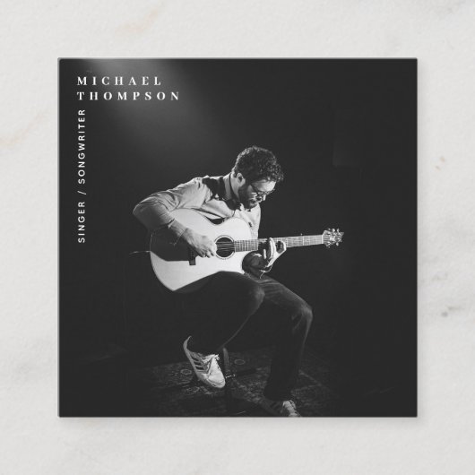 歌手ミュージシャンアーティストフォトパフォーマーQRコード スクエア名刺 (正面)