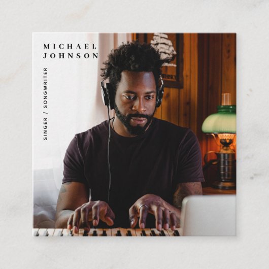 歌手ミュージシャンフォトパフォーマーQRコード スクエア名刺 (正面)