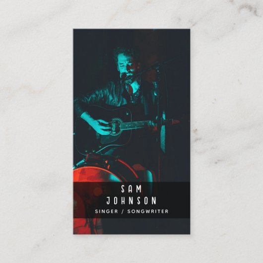 歌手ミュージシャンフォトブラック&ホワイトミュージックモダンズ 名刺 (正面)