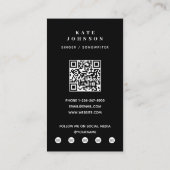 歌手ミュージシャンフォトブラック&ホワイトモダン 名刺 (裏面)