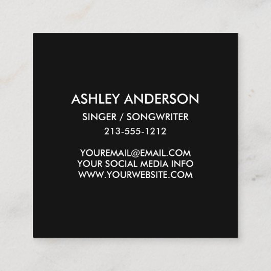 歌手ミュージシャンフォトプロモスクエア スクエア名刺 (裏面)