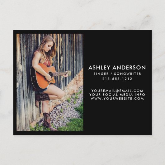歌手ミュージシャンフォトプロモーションカード – はがきサイズ ポストカード (裏面)