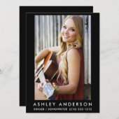 歌手ミュージシャンフォトプロモーションカード – バック文字 招待状 (正面/裏面)