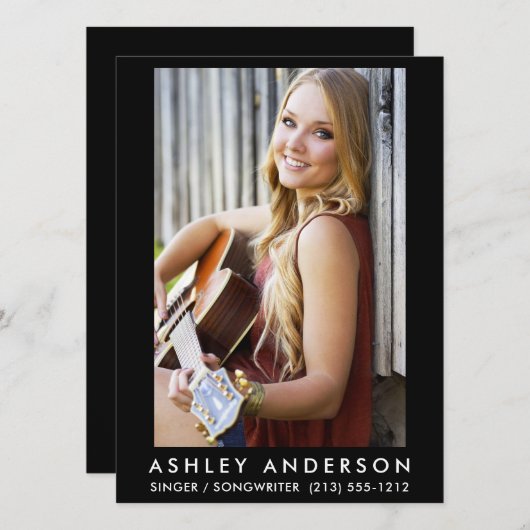 歌手ミュージシャンフォトプロモーションカード – バック文字 招待状 (正面/裏面)