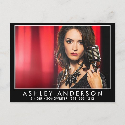 歌手ミュージシャンフォトホワイトフレーム ポストカード (正面)