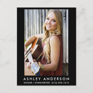 歌手ミュージシャンフォトポストカード – 黒 ポストカード
