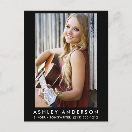歌手ミュージシャンフォトポストカード – 黒 ポストカード (正面)