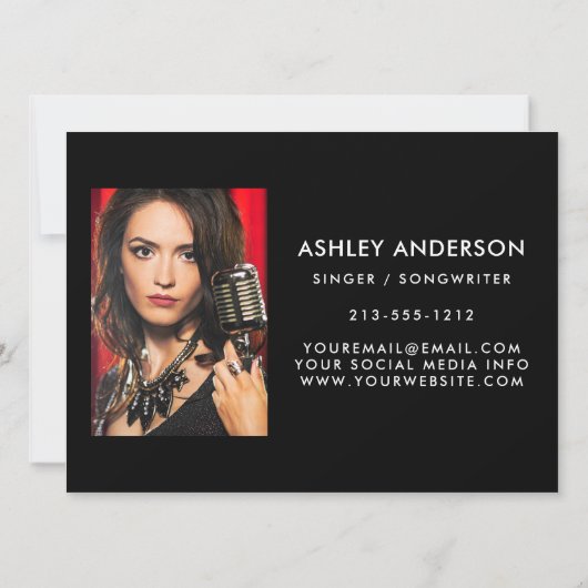 歌手ミュージシャンフルフォトプロモーションカード – バックフォト 招待状 (裏面)