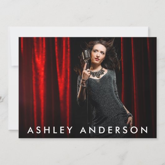 歌手ミュージシャンフルフォトプロモーションカード – バックフォト 招待状 (正面)