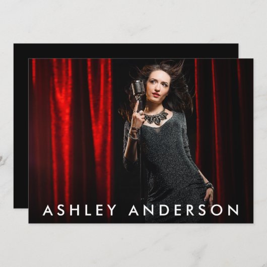 歌手ミュージシャンフルフォトプロモーションカード – バック文字 招待状 (正面/裏面)