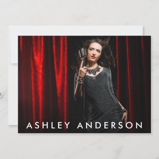 歌手ミュージシャンフルフォトプロモーションカード – バック文字 招待状 (正面)