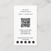 歌手ミュージシャン写真カスタムQRコード 名刺 (裏面)