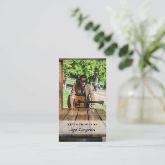 歌手ミュージシャン写真ソーシャルメディアQRコードスクリプト 名刺 (スタンド正面)