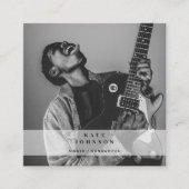 歌手ミュージシャン写真ソーシャルメディアQRコード スクエア名刺 (正面)