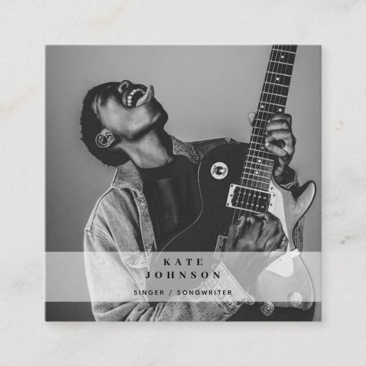 歌手ミュージシャン写真ソーシャルメディアQRコード スクエア名刺 (正面)