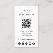 歌手ミュージシャン写真ソーシャルメディアQRコード 名刺 (裏面)