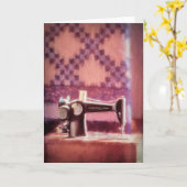 歌手裁縫機グリーティングカード カード (黄色い花)